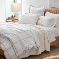 Tailored Stripes and Plaids Classic Cool Cotton Percale Bed Duvet Cover - Window Pane Plaid Wheat, Twin/Twin XL,Window Pane Plaid Wheat