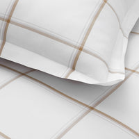 Tailored Stripes and Plaids Classic Cool Cotton Percale Bed Duvet Cover - Window Pane Plaid Wheat, Twin/Twin XL,Window Pane Plaid Wheat