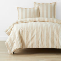 Tailored Stripes and Plaids Classic Cool Cotton Percale Bed Duvet Cover - Wide Stripe Gold, Twin/Twin XL,Wide Stripe Gold