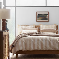 Tailored Stripes and Plaids Classic Cool Cotton Percale Bed Duvet Cover - Wide Stripe Gold, Twin/Twin XL,Wide Stripe Gold