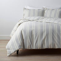 Tailored Stripes and Plaids Classic Cool Cotton Percale Bed Duvet Cover - Wide Stripe Navy, Twin/Twin XL,Wide Stripe Navy
