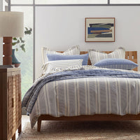 Tailored Stripes and Plaids Classic Cool Cotton Percale Bed Duvet Cover - Wide Stripe Navy, Twin/Twin XL,Wide Stripe Navy