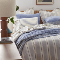 Tailored Stripes and Plaids Classic Cool Cotton Percale Bed Duvet Cover - Wide Stripe Navy, Twin/Twin XL,Wide Stripe Navy
