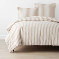 Tailored Stripes and Plaids Classic Cool Cotton Percale Bed Duvet Cover - Narrow Stripe Gold, Twin/Twin XL,Narrow Stripe Gold