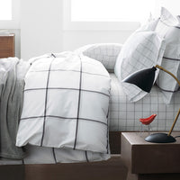 Tailored Stripes and Plaids Classic Cool Cotton Percale Sham - Window Pane Plaid Graphite Black, Standard,Window Pane Plaid Graphite Black