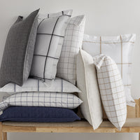 Tailored Stripes and Plaids Classic Cool Cotton Percale Sham - Window Pane Plaid Navy, Standard,Window Pane Plaid Navy