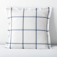 Tailored Stripes and Plaids Classic Cool Cotton Percale Sham - Window Pane Plaid Navy, Euro,Window Pane Plaid Navy