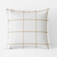 Tailored Stripes and Plaids Classic Cool Cotton Percale Sham - Window Pane Plaid Wheat, Euro,Window Pane Plaid Wheat