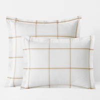 Tailored Stripes and Plaids Classic Cool Cotton Percale Sham - Window Pane Plaid Wheat, King,Window Pane Plaid Wheat