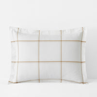 Tailored Stripes and Plaids Classic Cool Cotton Percale Sham - Window Pane Plaid Wheat, King,Window Pane Plaid Wheat