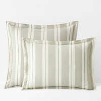 Tailored Stripes and Plaids Classic Cool Cotton Percale Sham - Wide Stripe Moss Green, Standard,Wide Stripe Moss Green