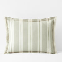Tailored Stripes and Plaids Classic Cool Cotton Percale Sham - Wide Stripe Moss Green, Standard,Wide Stripe Moss Green