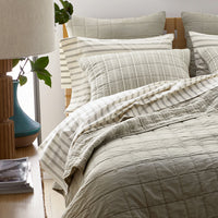 Tailored Stripes and Plaids Classic Cool Cotton Percale Sham - Narrow Stripe Moss Green, Standard,Narrow Stripe Moss Green