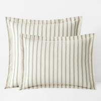 Tailored Stripes and Plaids Classic Cool Cotton Percale Sham - Narrow Stripe Moss Green, Standard,Narrow Stripe Moss Green