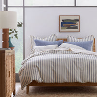 Tailored Stripes and Plaids Classic Cool Cotton Percale Sham - Narrow Stripe Navy, Standard,Narrow Stripe Navy