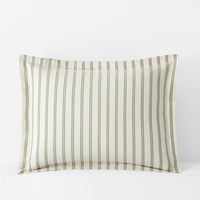 Tailored Stripes and Plaids Classic Cool Cotton Percale Sham - Narrow Stripe Moss Green, Standard,Narrow Stripe Moss Green