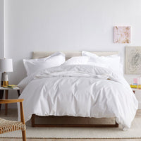 4-Piece Classic Cool Cotton Percale Solid Bedding Bundle - Twin XL, White,White