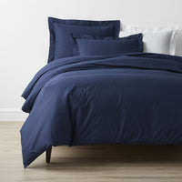 4-Piece Classic Cool Cotton Percale Solid Bedding Bundle - Twin XL, Navy,Navy
