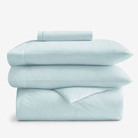 4-Piece Classic Cool Cotton Percale Solid Bedding Bundle - Twin XL, Pale Blue,Pale Blue