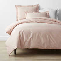 4-Piece Classic Cool Cotton Percale Solid Bedding Bundle - Twin XL, Peach Nectar,Peach Nectar