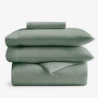 4-Piece Classic Cool Cotton Percale Solid Bedding Bundle - Twin XL, Thyme,Thyme