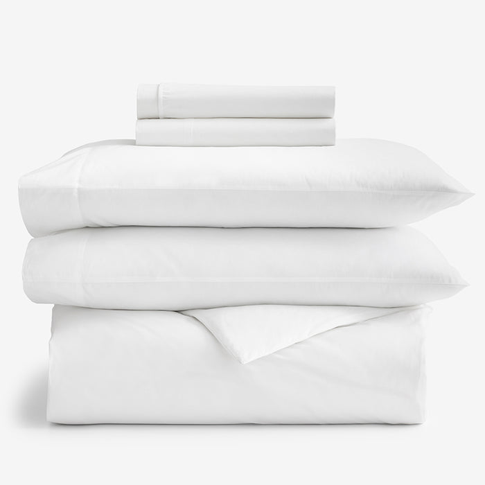 5-Piece Classic Cool Cotton Percale Solid Duvet Cover & Sheeting Bundle,
