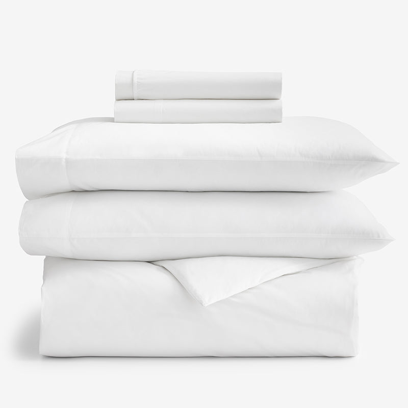5-Piece Classic Cool Cotton Percale Solid Duvet Cover & Sheeting Bundle,