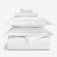 6-Piece Classic Cool Cotton Percale Solid Duvet Cover, Shams and Sheeting Bundle,