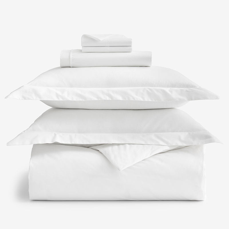 6-Piece Classic Cool Cotton Percale Solid Duvet Cover, Shams and Sheeting Bundle,