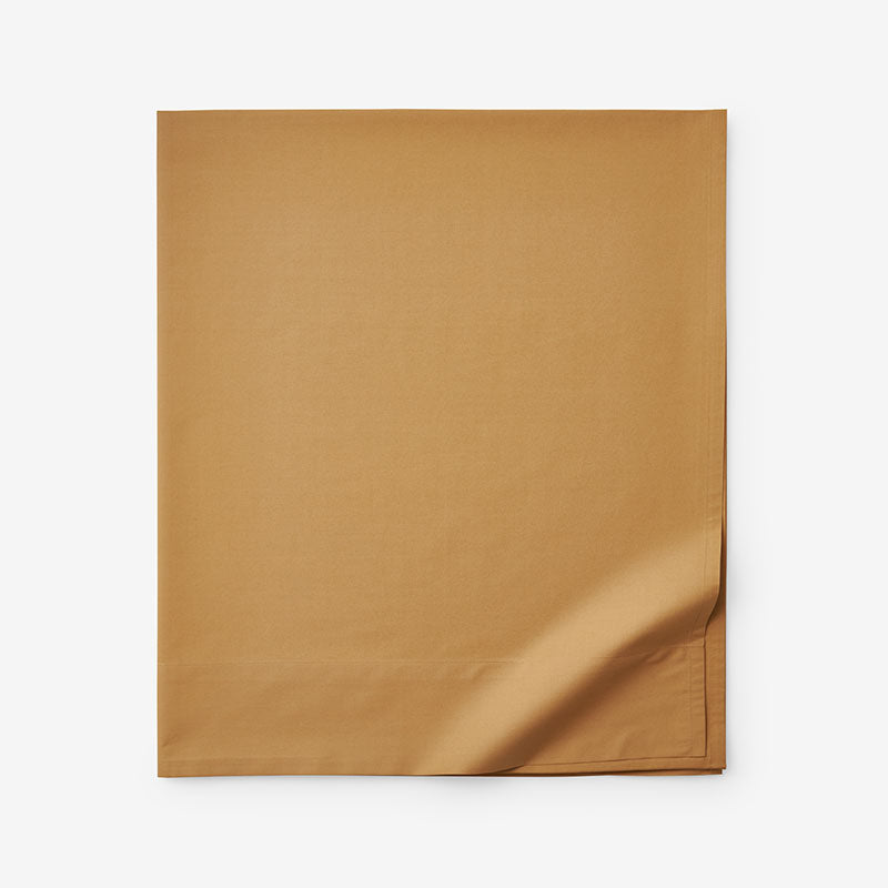 Classic Cool Cotton Percale Deep Pocket Flat Bed Sheet - Amber, Queen,Amber