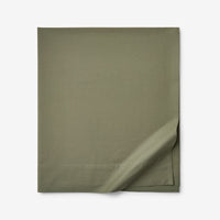 Classic Cool Cotton Percale Deep Pocket Flat Bed Sheet - Olive Green, Queen,Olive Green