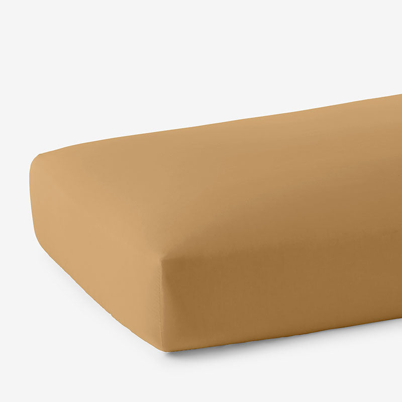Classic Cool Cotton Percale Deep Pocket Fitted Bed Sheet - Amber, Queen,Amber