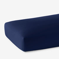 Classic Cool Cotton Percale Deep Pocket Fitted Bed Sheet - Navy, Queen,Navy