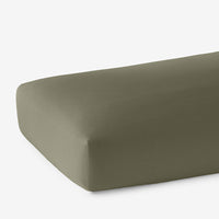 Classic Cool Cotton Percale Deep Pocket Fitted Bed Sheet - Olive Green, Queen,Olive Green