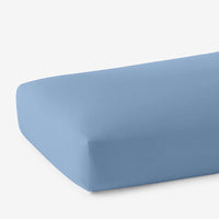 Classic Cool Cotton Percale Deep Pocket Fitted Bed Sheet - Porcelain Blue, Queen,Porcelain Blue