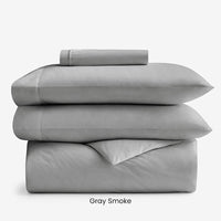 4-Piece Classic Cool Cotton Percale Solid Fitted Sheet & Duvet Cover Bundle,