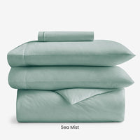 4-Piece Classic Cool Cotton Percale Solid Fitted Sheet & Duvet Cover Bundle,