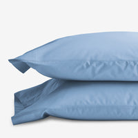 Classic Cool Cotton Percale Pillowcase Set - Porcelain Blue, Standard,Porcelain Blue