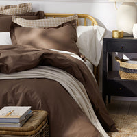 Classic Cool Cotton Percale Bed Duvet Cover - Coffee, Twin/Twin XL,Coffee