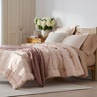 Classic Cool Cotton Percale Comforter - Peach Nectar, Full,Peach Nectar