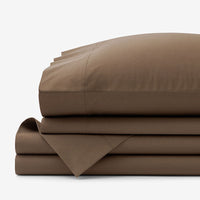 Classic Cool Cotton Percale Bed Sheet Set - Coffee, Twin XL,Coffee