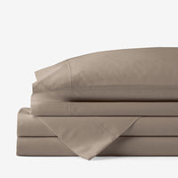 Classic Cool Cotton Percale Bed Sheet Set - Mocha, Twin XL,Mocha