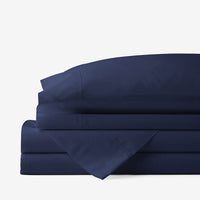 Classic Cool Cotton Percale Bed Sheet Set - Navy, Twin XL,Navy