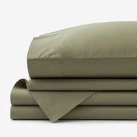 Classic Cool Cotton Percale Bed Sheet Set - Olive Green, Twin XL,Olive Green