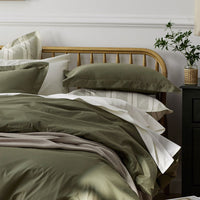 Classic Cool Cotton Percale Bed Sheet Set - Olive Green, Twin XL,Olive Green