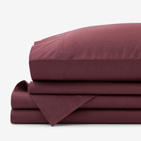 Classic Cool Cotton Percale Bed Sheet Set - Plum, Twin XL,Plum