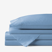 Classic Cool Cotton Percale Bed Sheet Set - Porcelain Blue, Twin XL,Porcelain Blue