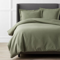 Classic Ultra-Cozy Cotton Flannel Solid Duvet Cover - Willow Green, Twin/Twin XL,Willow Green