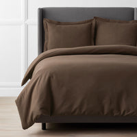 Classic Ultra-Cozy Cotton Flannel Solid Duvet Cover - Coffee, Twin/Twin XL,Coffee
