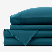 Classic Ultra-Cozy Cotton Flannel Bed Sheet Set - Teal, Twin XL,Teal